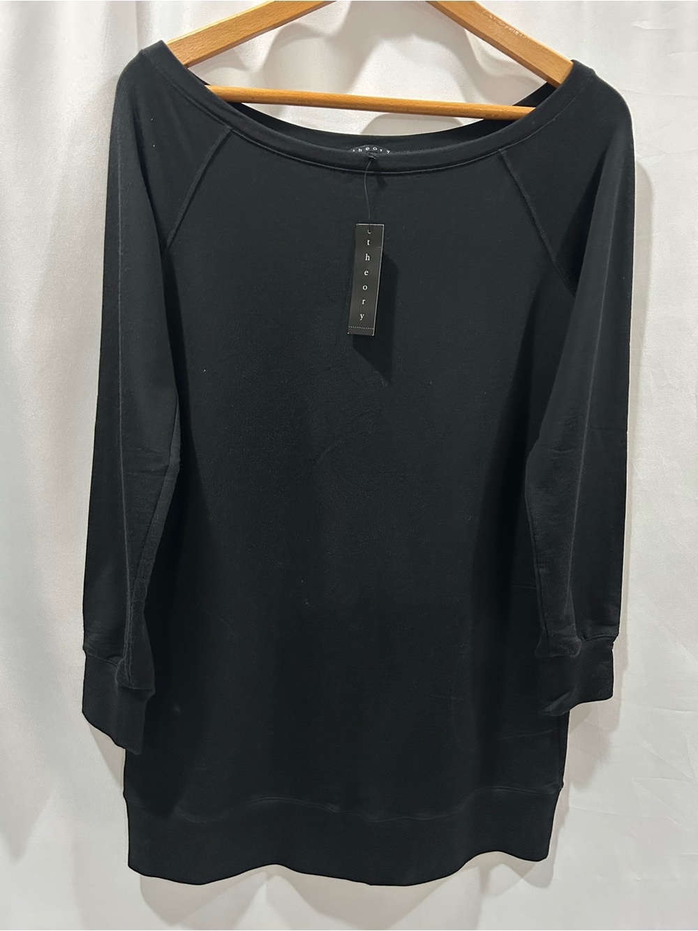 Theory Andra Black Boatneck pullover Sleeve Sweatshirt style top